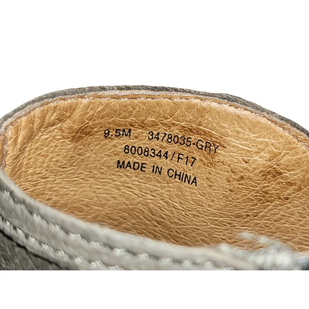 FRYE Boots Women 9.5M Gray Nubuck Leathe Ankle Bootie Danica Peep‎ Toe Heel Shoe